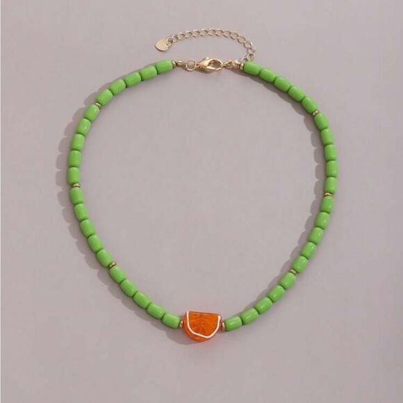Orange Beaded Necklace N1024 - Picture 1 of 5